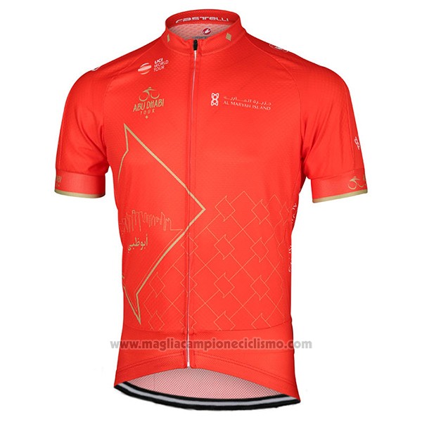 2017 Abbigliamento Ciclismo Abu Dhabi Tour Arancione Manica Corta e Salopette